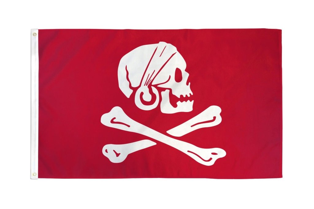 Henry Avery (Red) Pirate Flag 3x5ft Poly - Flags Importer