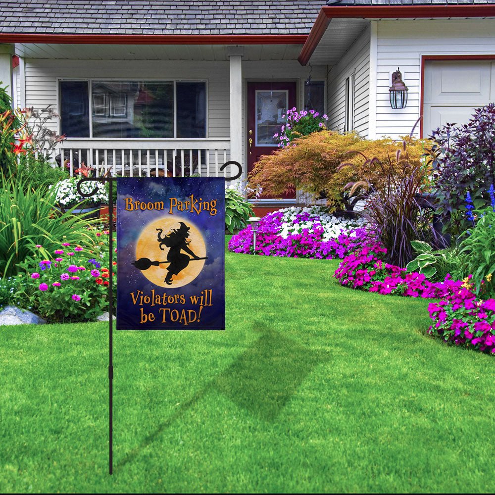 H&G Studios Broom Parking (Halloween) 12x18in Garden Flag - Flags Importer