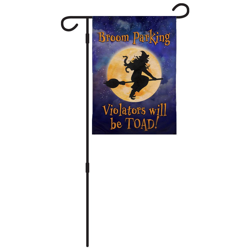 H&G Studios Broom Parking (Halloween) 12x18in Garden Flag - Flags Importer