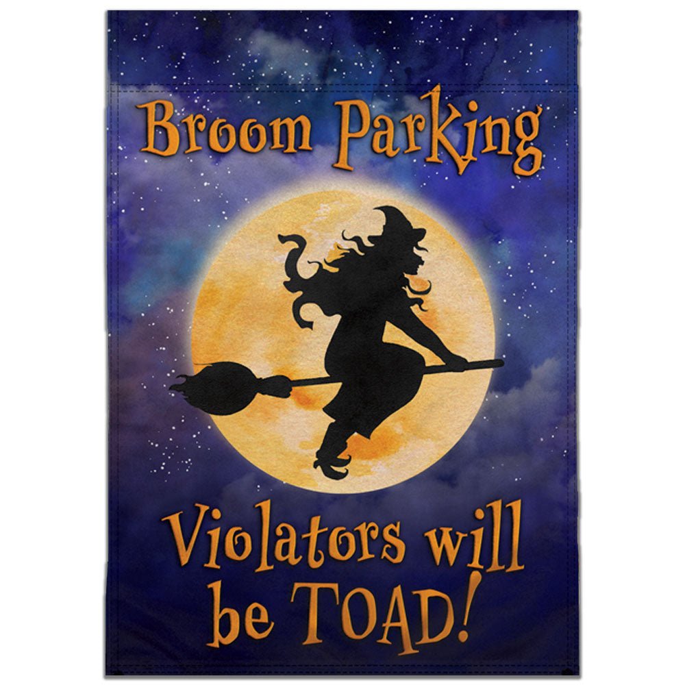 H&G Studios Broom Parking (Halloween) 12x18in Garden Flag - Flags Importer