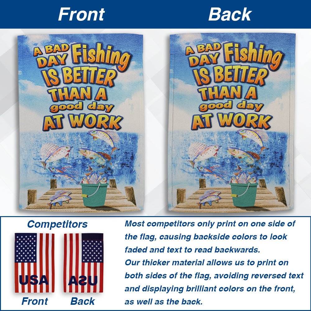 H&G Studios Fishing is Better Than Work 12x18in Garden Flag - Flags Importer