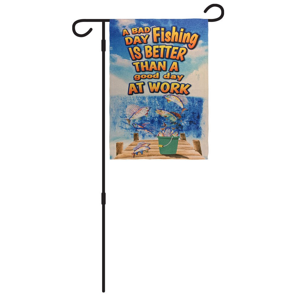 H&G Studios Fishing is Better Than Work 12x18in Garden Flag - Flags Importer