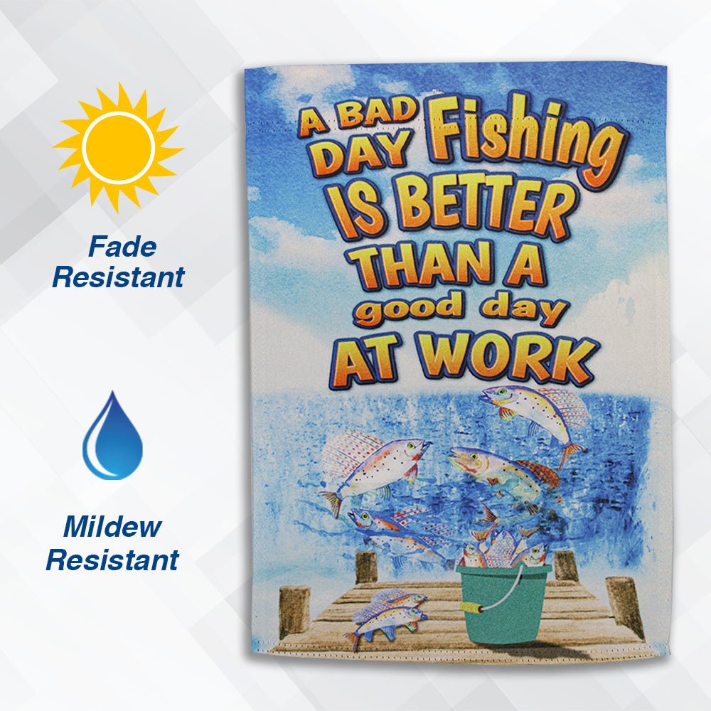 H&G Studios Fishing is Better Than Work 12x18in Garden Flag - Flags Importer