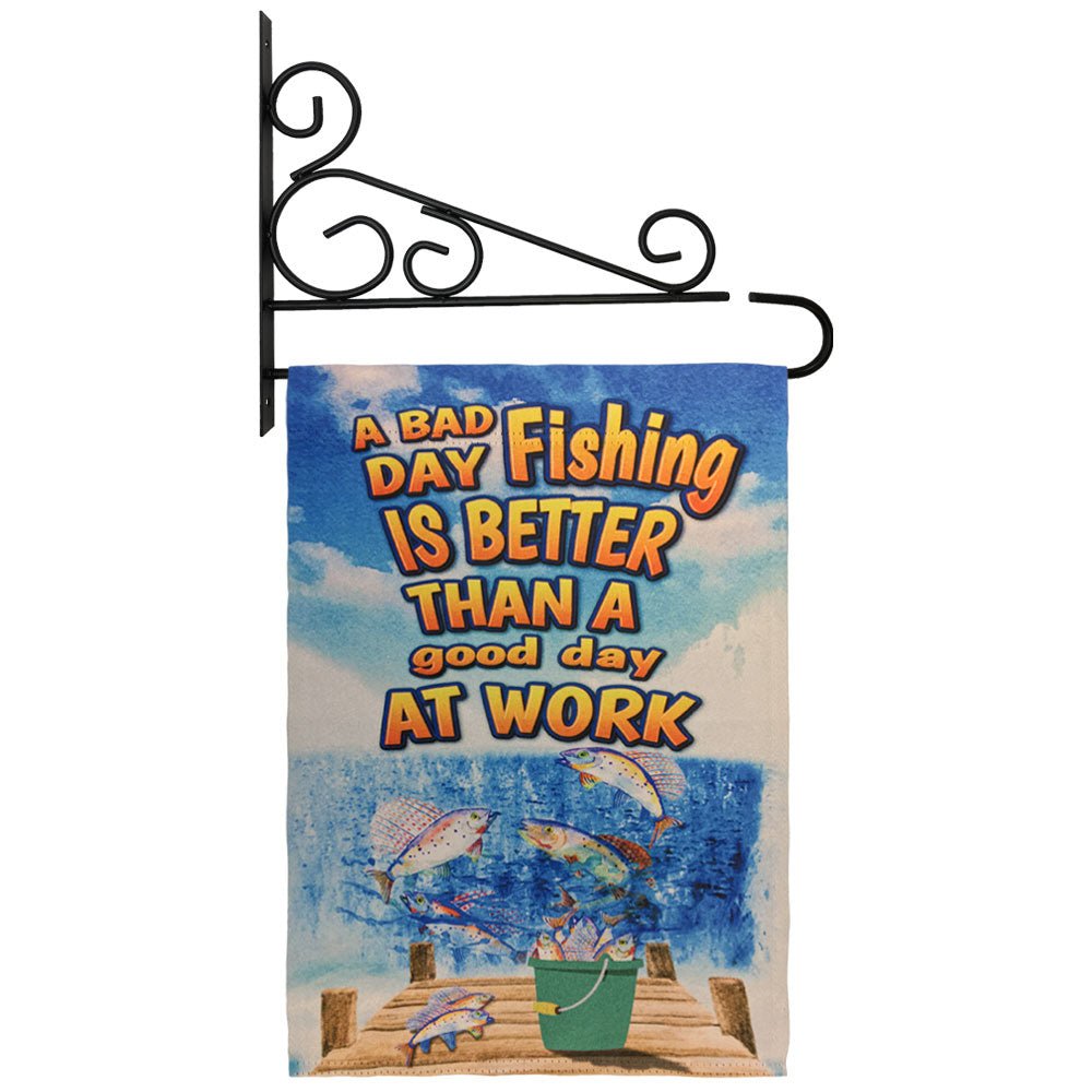 H&G Studios Fishing is Better Than Work 12x18in Garden Flag - Flags Importer