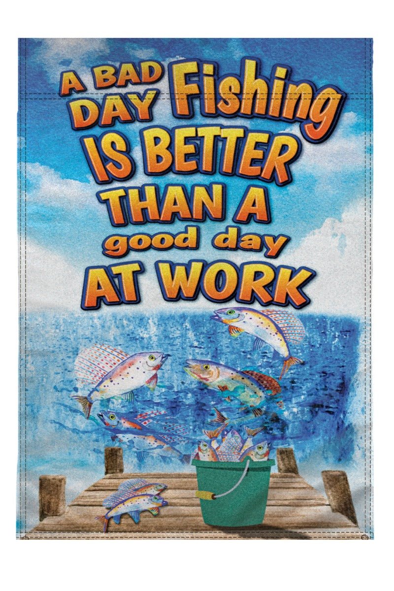 H&G Studios Fishing is Better Than Work 12x18in Garden Flag - Flags Importer