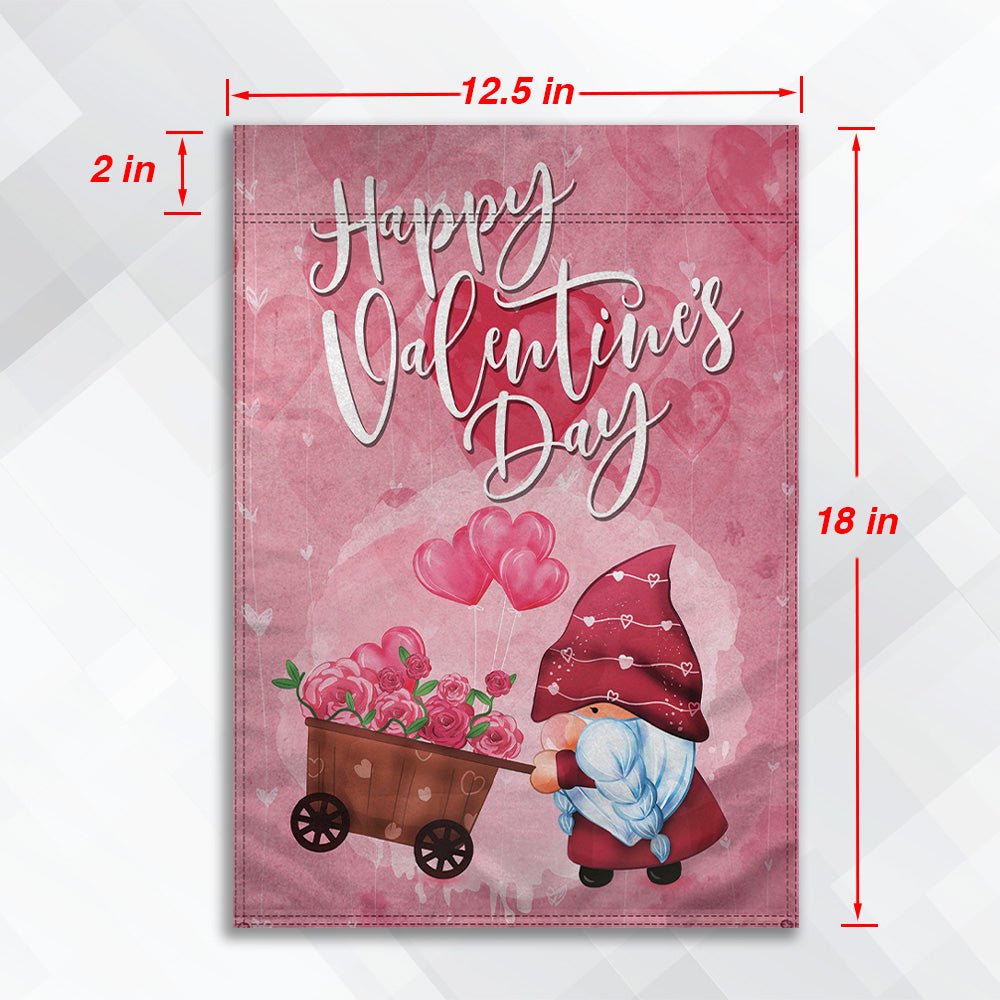 H&G Studios Happy Valentine's Day (Gnome) 12x18in Garden Flag - Flags Importer