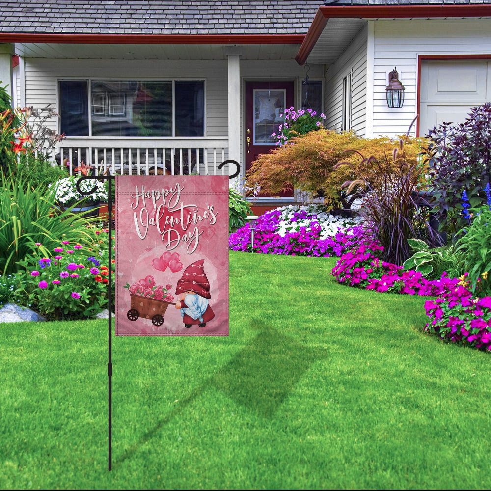 H&G Studios Happy Valentine's Day (Gnome) 12x18in Garden Flag - Flags Importer