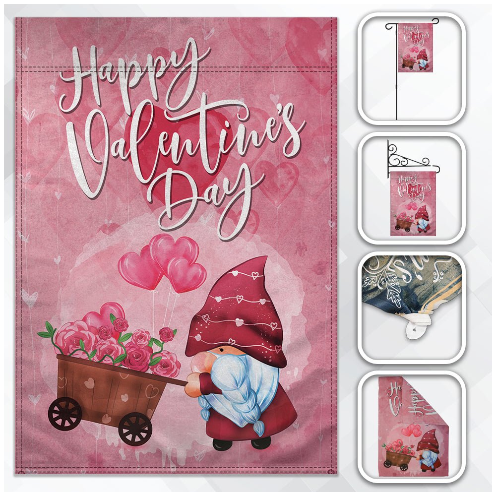 H&G Studios Happy Valentine's Day (Gnome) 12x18in Garden Flag - Flags Importer