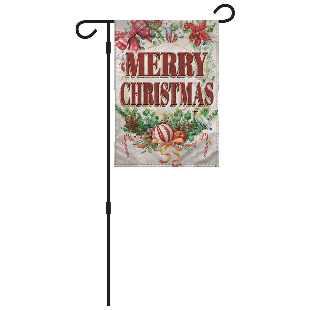 H&G Studios Merry Christmas (Holly) 12x18in Garden Flag - Flags Importer