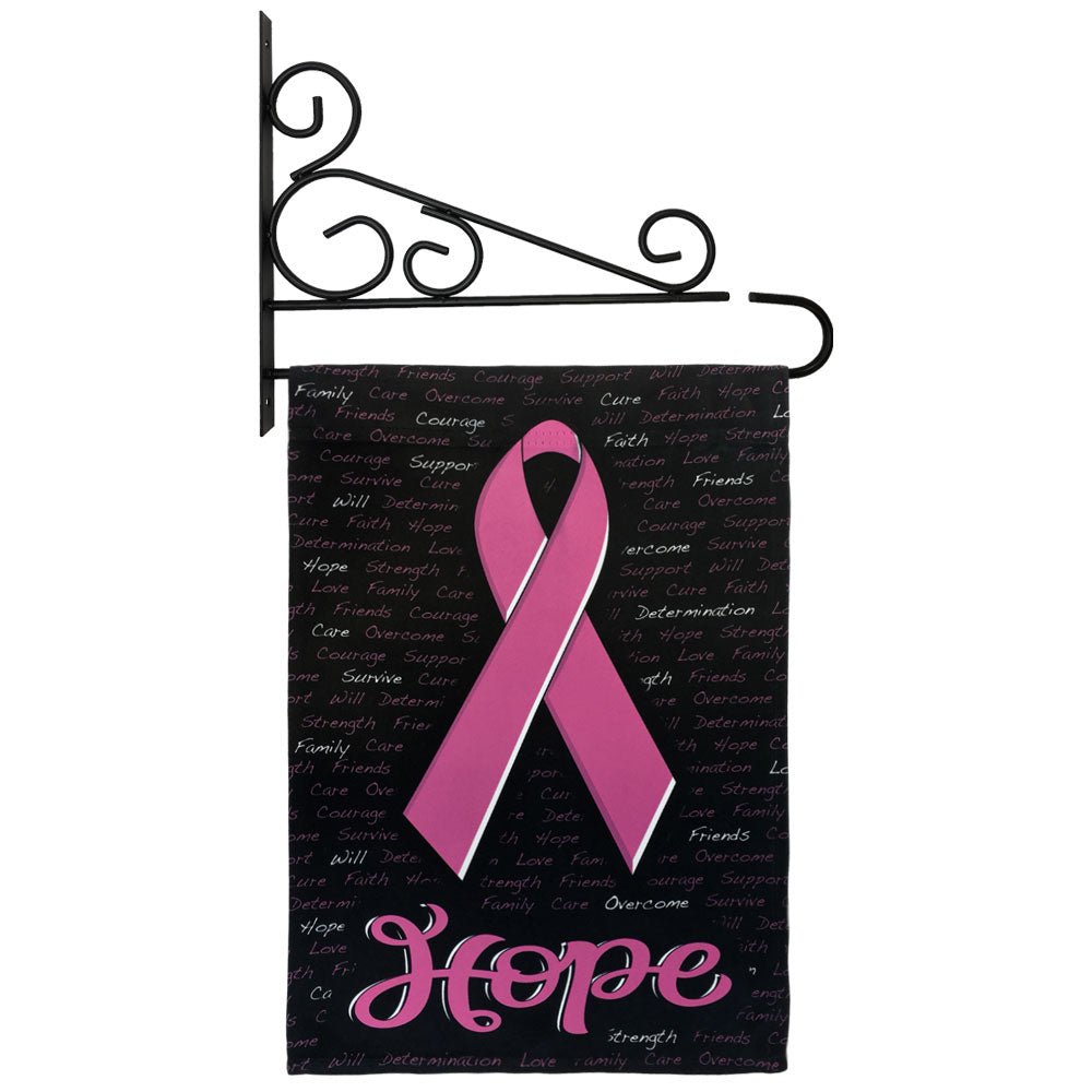 H&G Studios Pink Ribbon (Black) 12x18in Garden Flag - Flags Importer