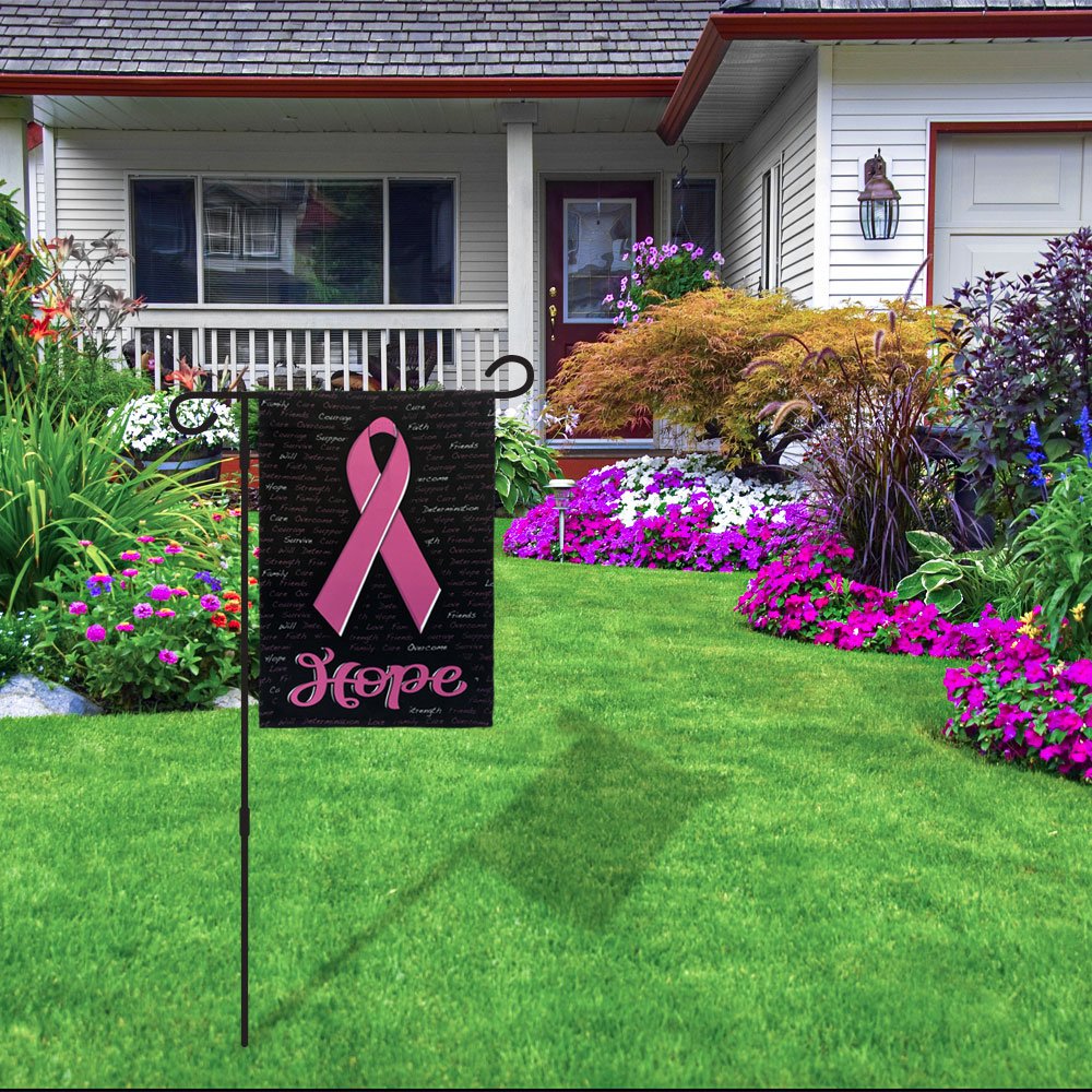 H&G Studios Pink Ribbon (Black) 12x18in Garden Flag - Flags Importer