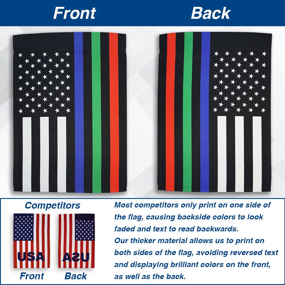 H&G Studios Thin Blue/Green/Red Line 12x18in Garden Flag - Flags Importer