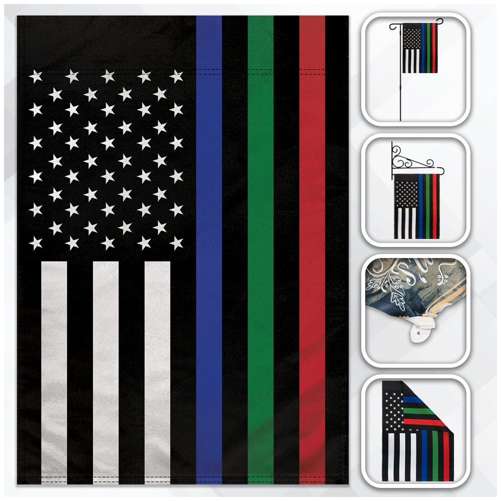 H&G Studios Thin Blue/Green/Red Line 12x18in Garden Flag - Flags Importer