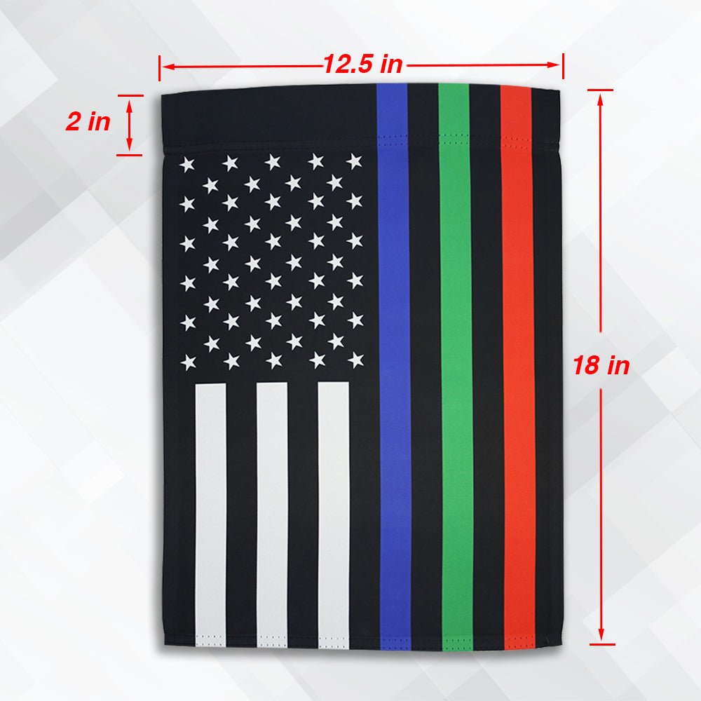 H&G Studios Thin Blue/Green/Red Line 12x18in Garden Flag - Flags Importer