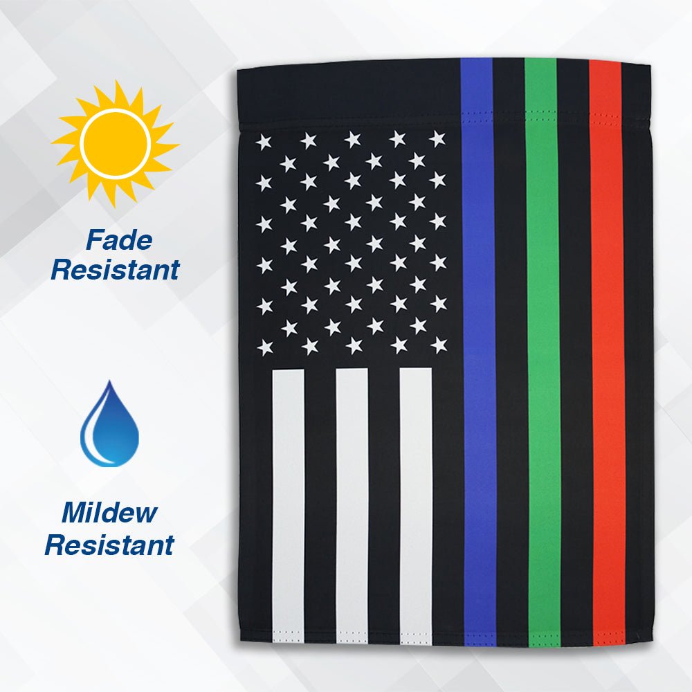 H&G Studios Thin Blue/Green/Red Line 12x18in Garden Flag - Flags Importer