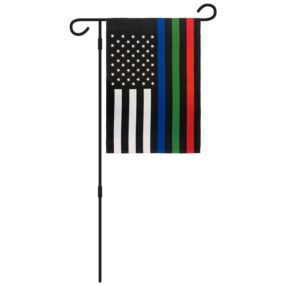 H&G Studios Thin Blue/Green/Red Line 12x18in Garden Flag - Flags Importer