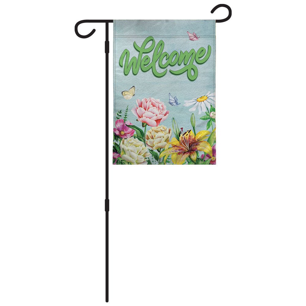 H&G Studios Welcome (Spring Flowers) 12x18in Garden Flag - Flags Importer