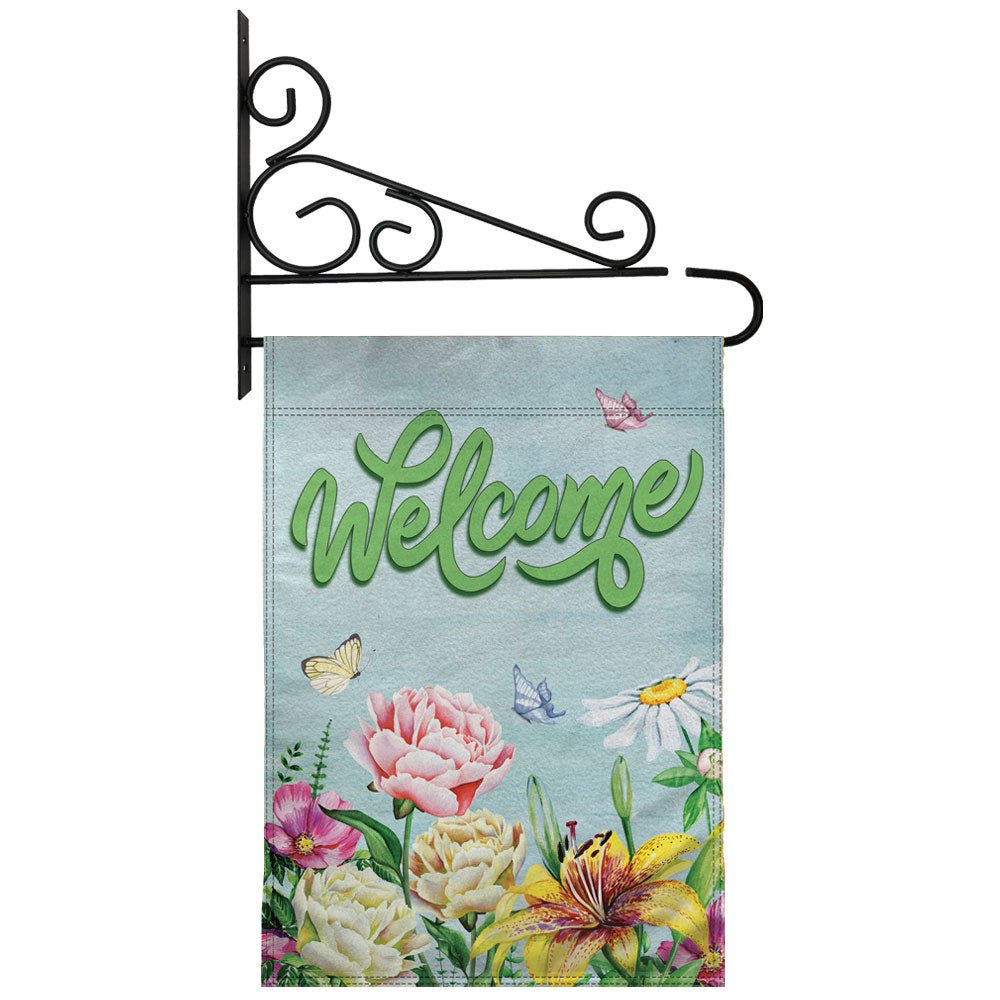 H&G Studios Welcome (Spring Flowers) 12x18in Garden Flag - Flags Importer