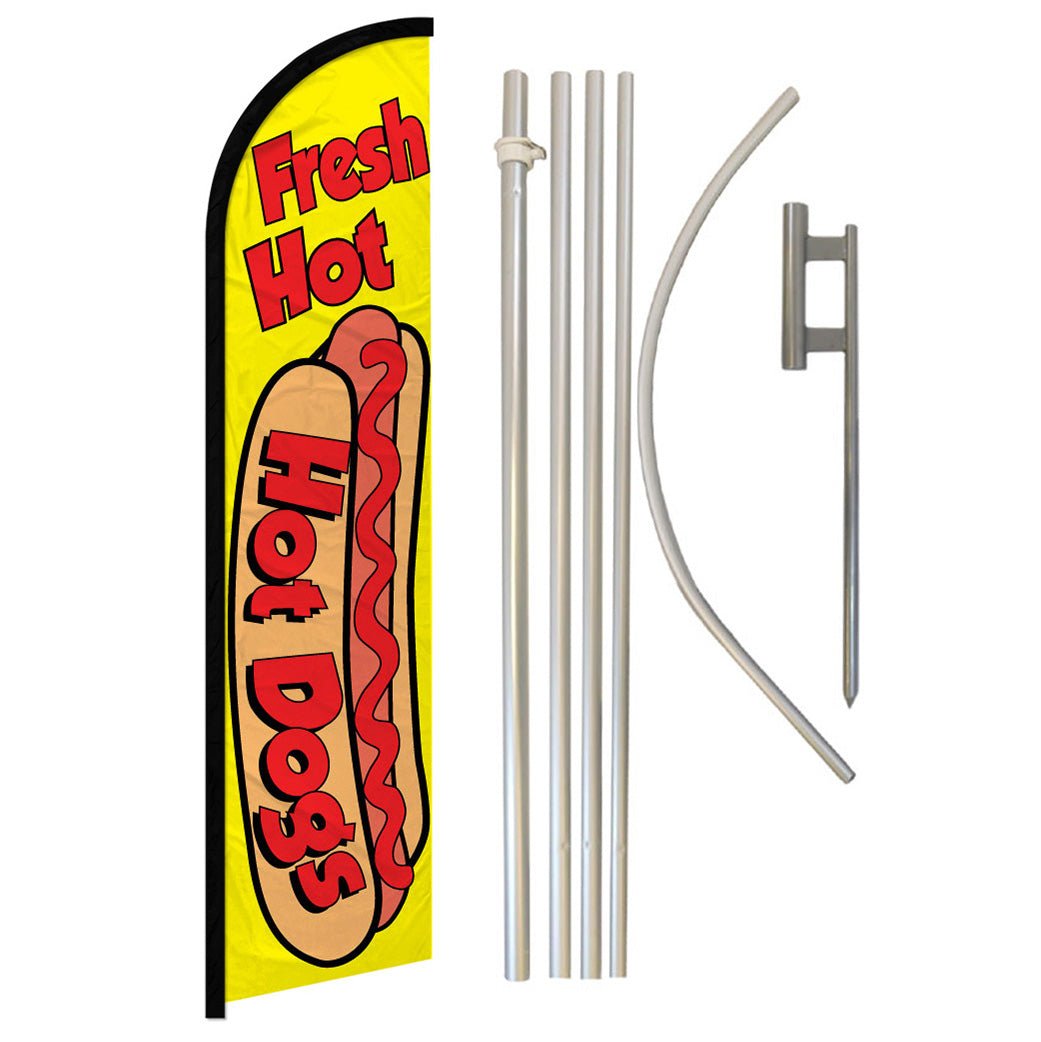 Hot Dogs Windless Banner Flag & Pole Kit - Flags Importer