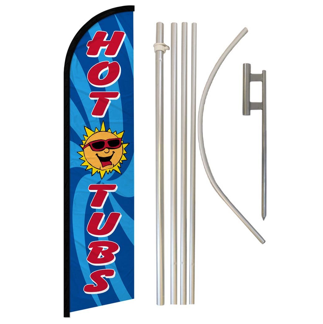 Hot Tubs Windless Banner Flag & Pole Kit - Flags Importer