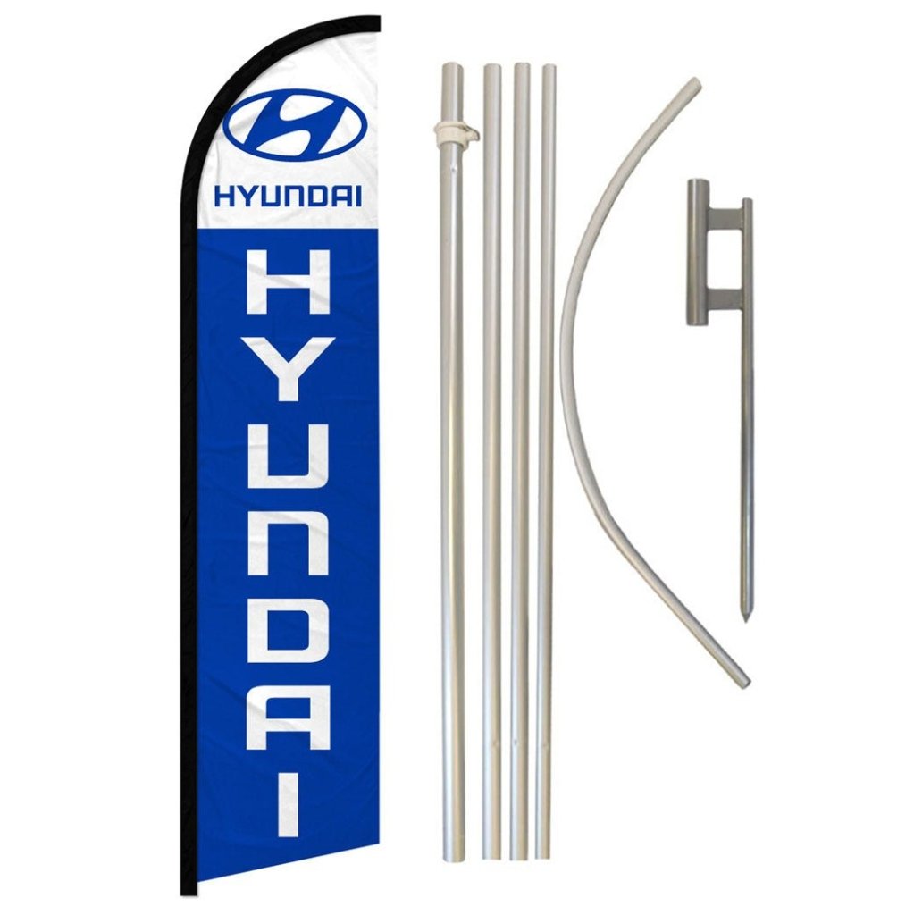 Hyundai Windless Banner Flag & Pole Kit - Flags Importer