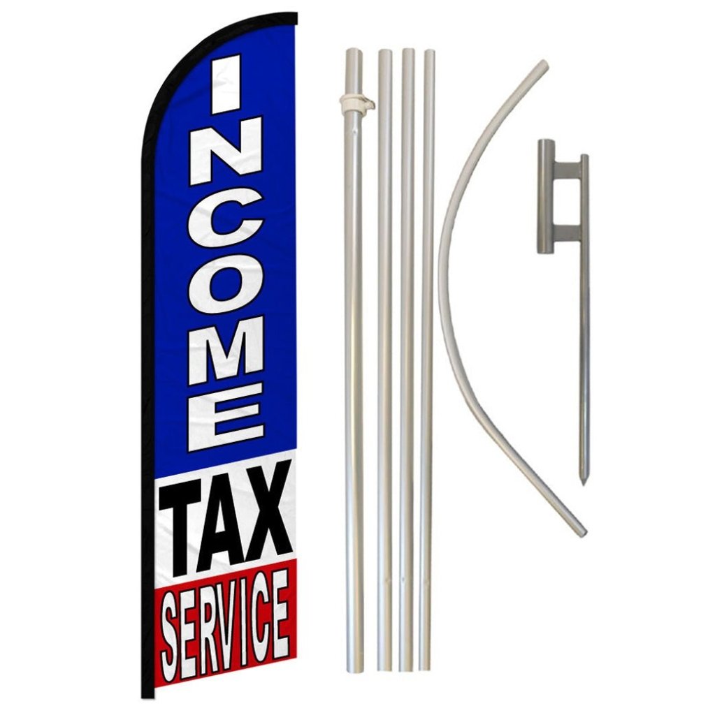 Income Tax Service Windless Banner Flag & Pole Kit - Flags Importer