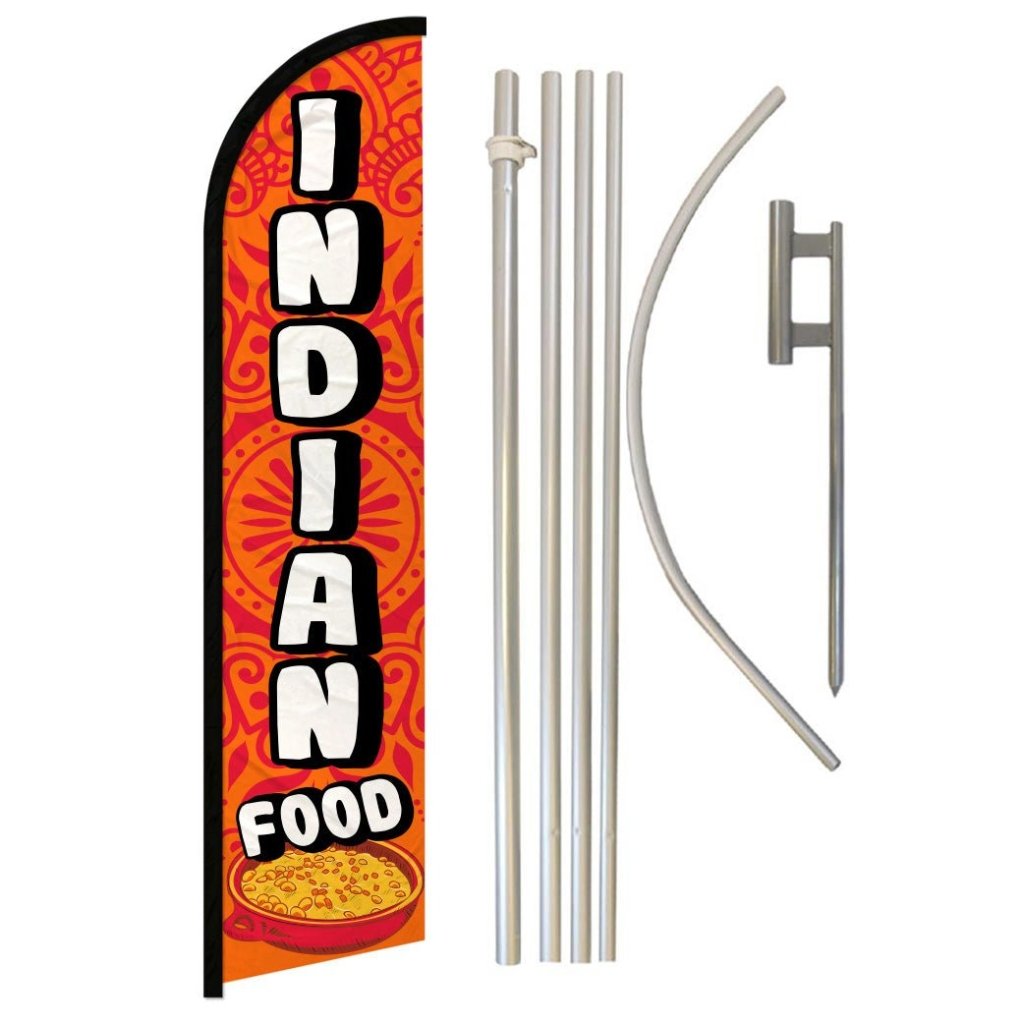 Indian Food Windless Banner Flag & Pole Kit - Flags Importer