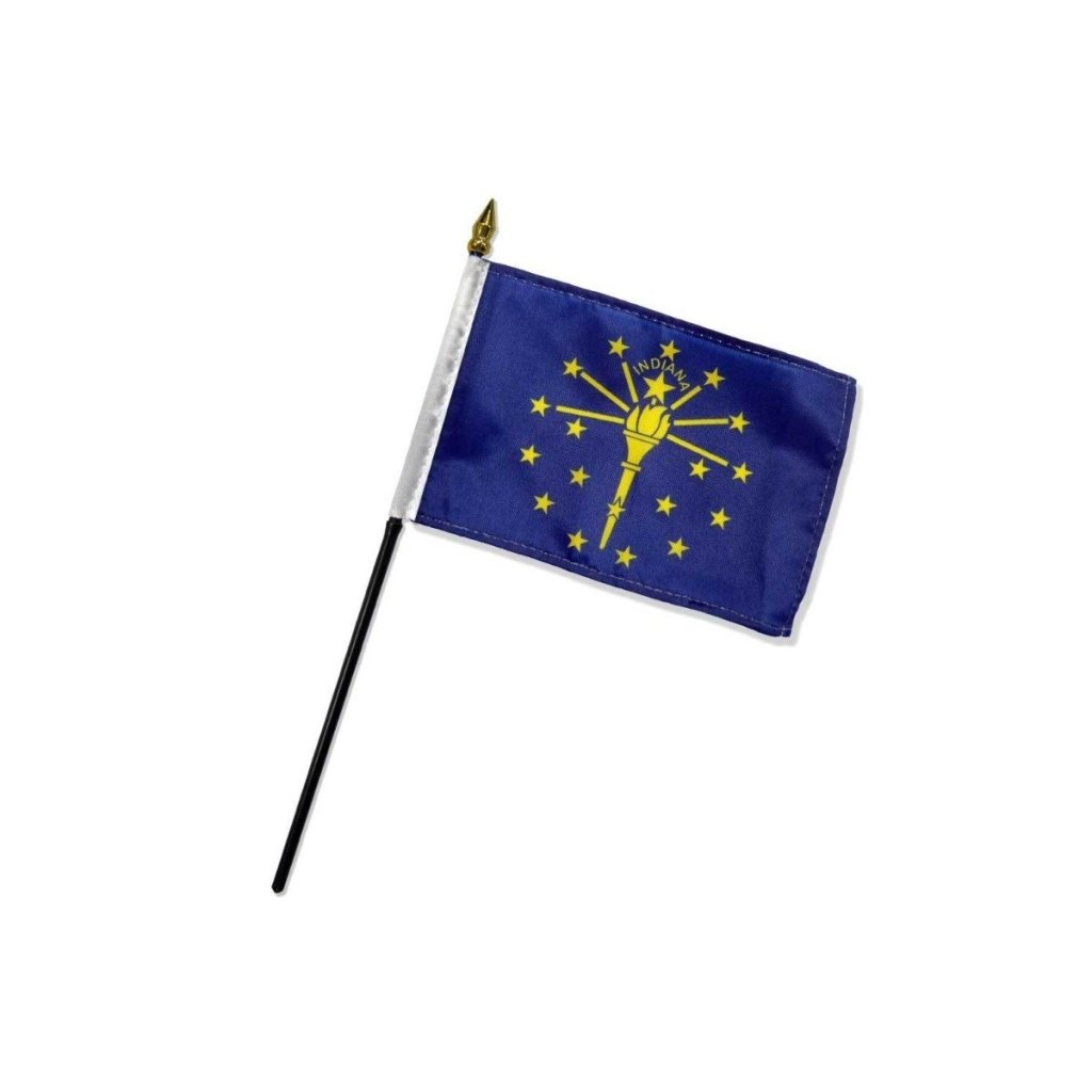 Indiana 4x6in Stick Flag - Flags Importer