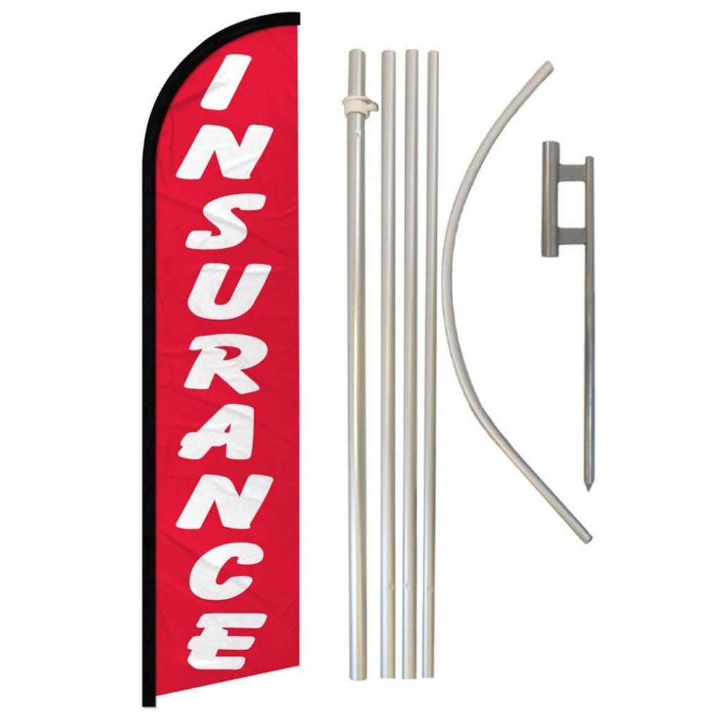 Insurance Windless Banner Flag & Pole Kit - Flags Importer