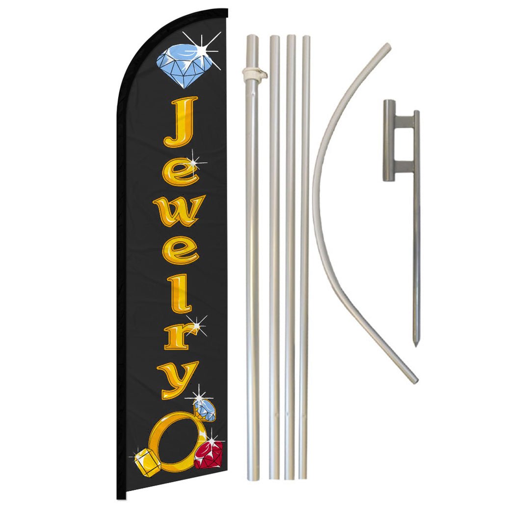 Jewelry Windless Banner Flag & Pole Kit - Flags Importer