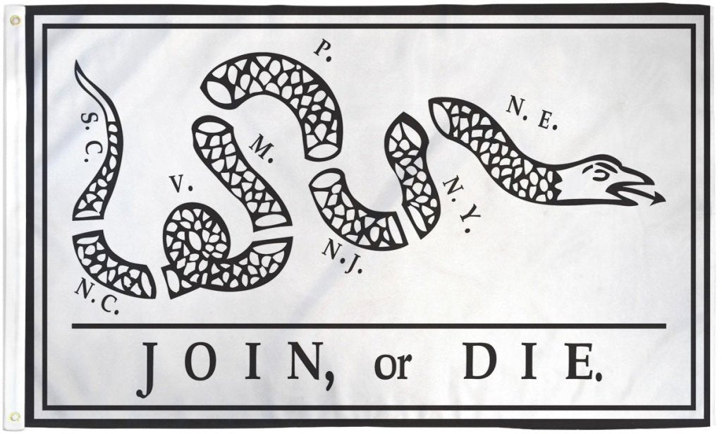 Join or Die Flag 3x5ft Poly - Flags Importer