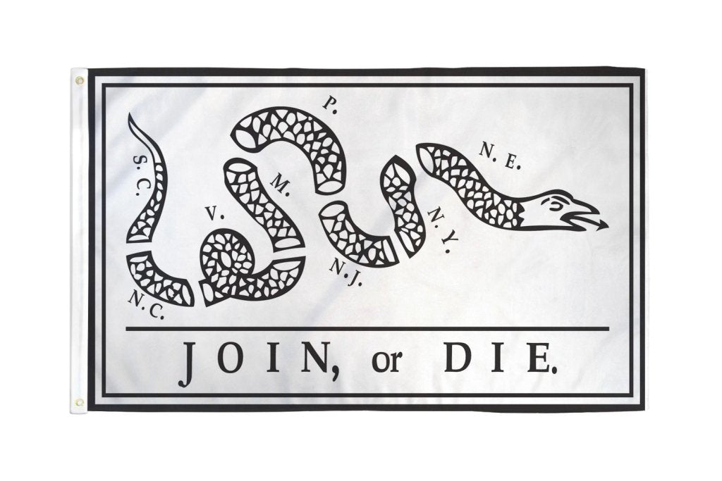 Join or Die Flag 3x5ft Poly - Flags Importer