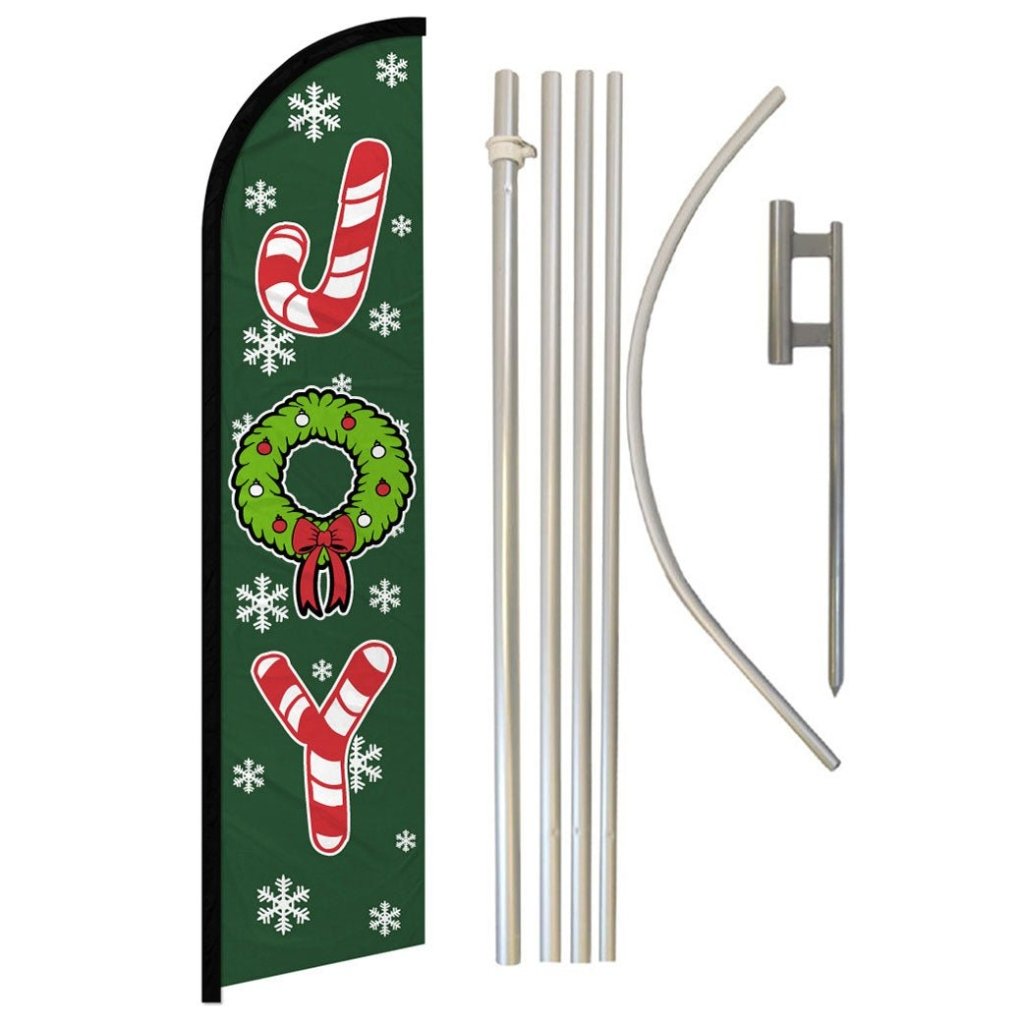 Joy (Candy Cane) Windless Banner Flag & Pole Kit - Flags Importer