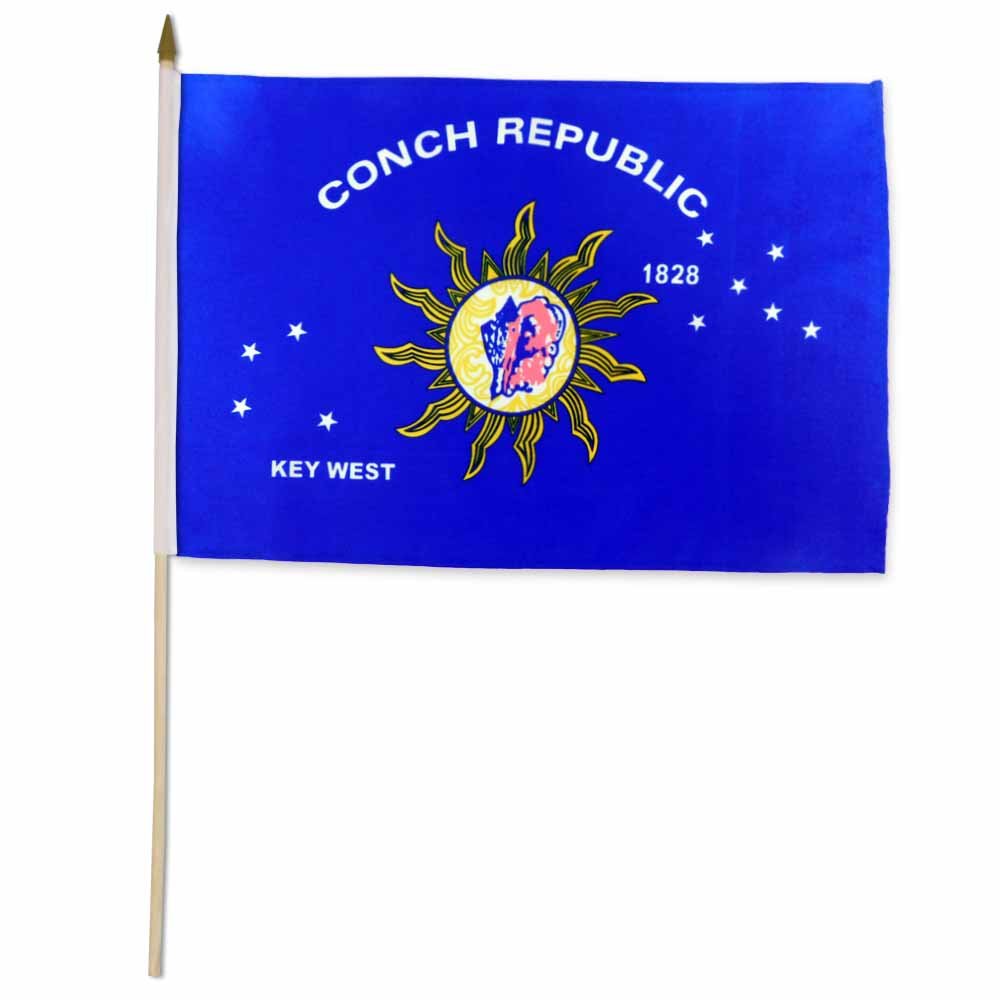 Key West (Conch Republic) 12x18in Stick Flag - Flags Importer