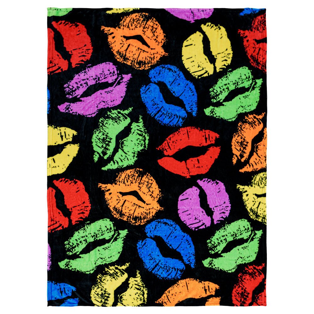 Kiss Kiss (Colorful) Soft Plush 50x60in Blanket - Flags Importer