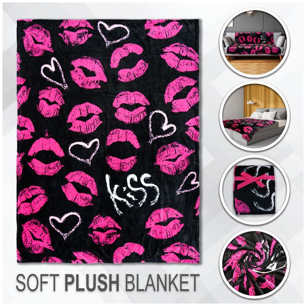 Kiss Kiss (Pink) Soft Plush 50x60in Blanket - Flags Importer