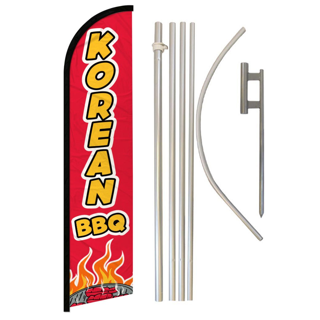 Korean BBQ Windless Banner Flag & Pole Kit - Flags Importer