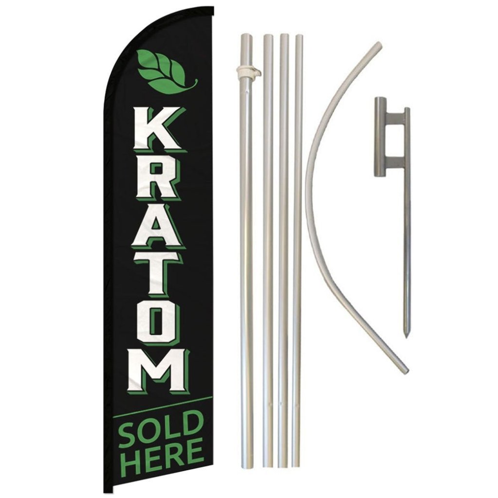 Kratom Sold Here Windless Banner Flag & Pole Kit - Flags Importer