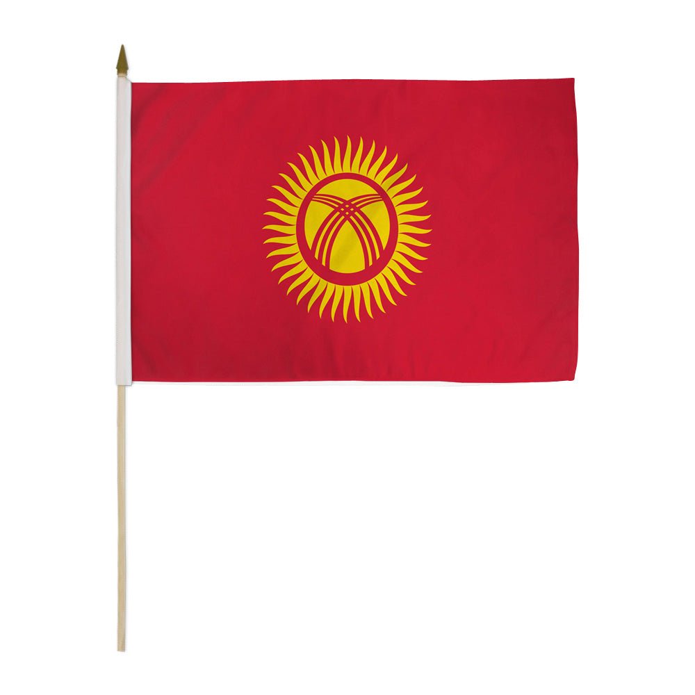 Kyrgyzstan 12x18in Stick Flag - Flags Importer