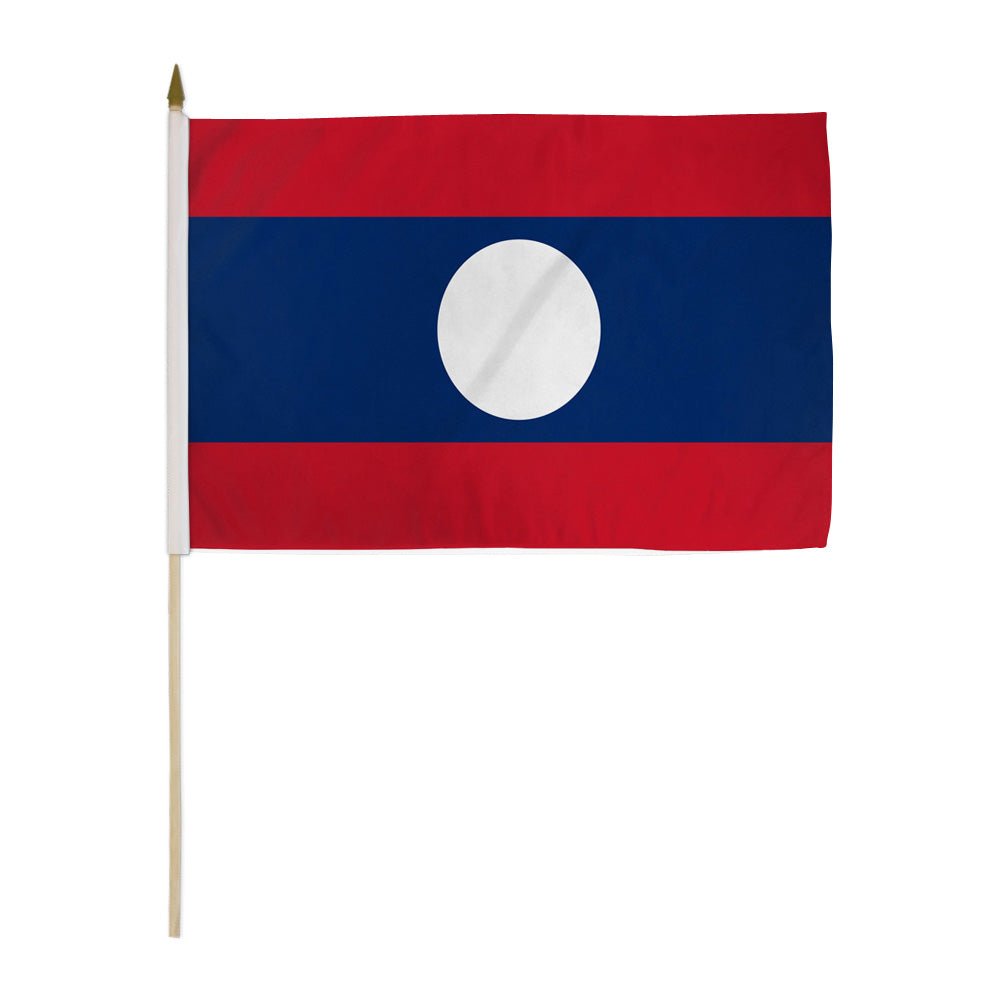 Laos 12x18in Stick Flag - Flags Importer