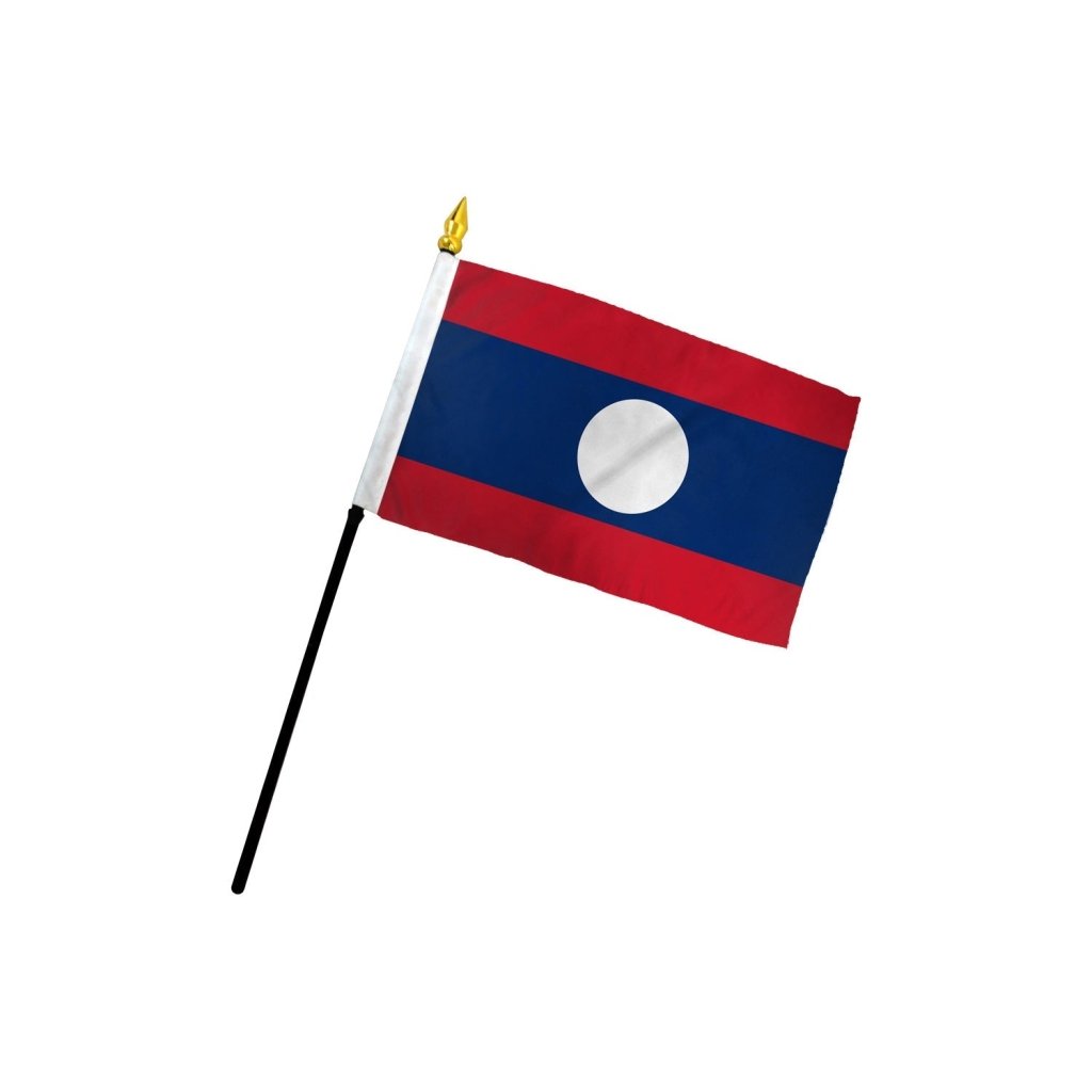 Laos 4x6in Stick Flag - Flags Importer