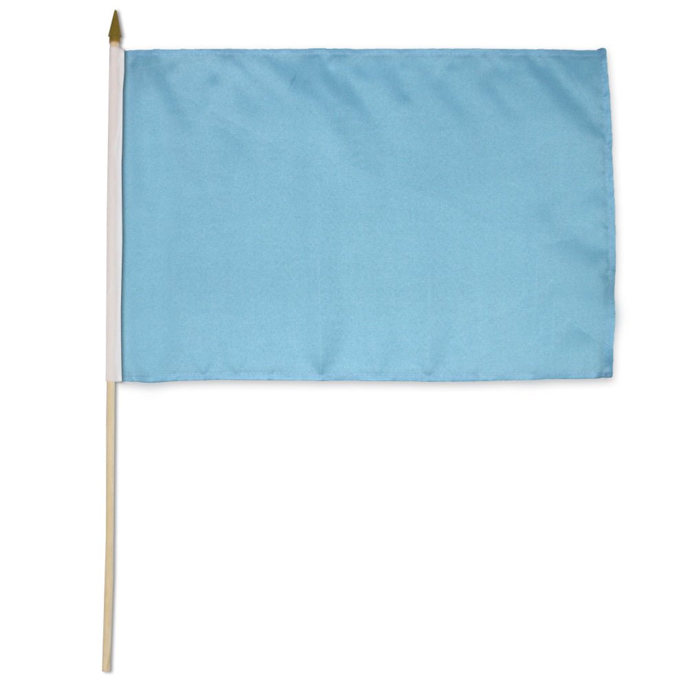 Light Blue Solid Color 12x18in Stick Flag - Flags Importer