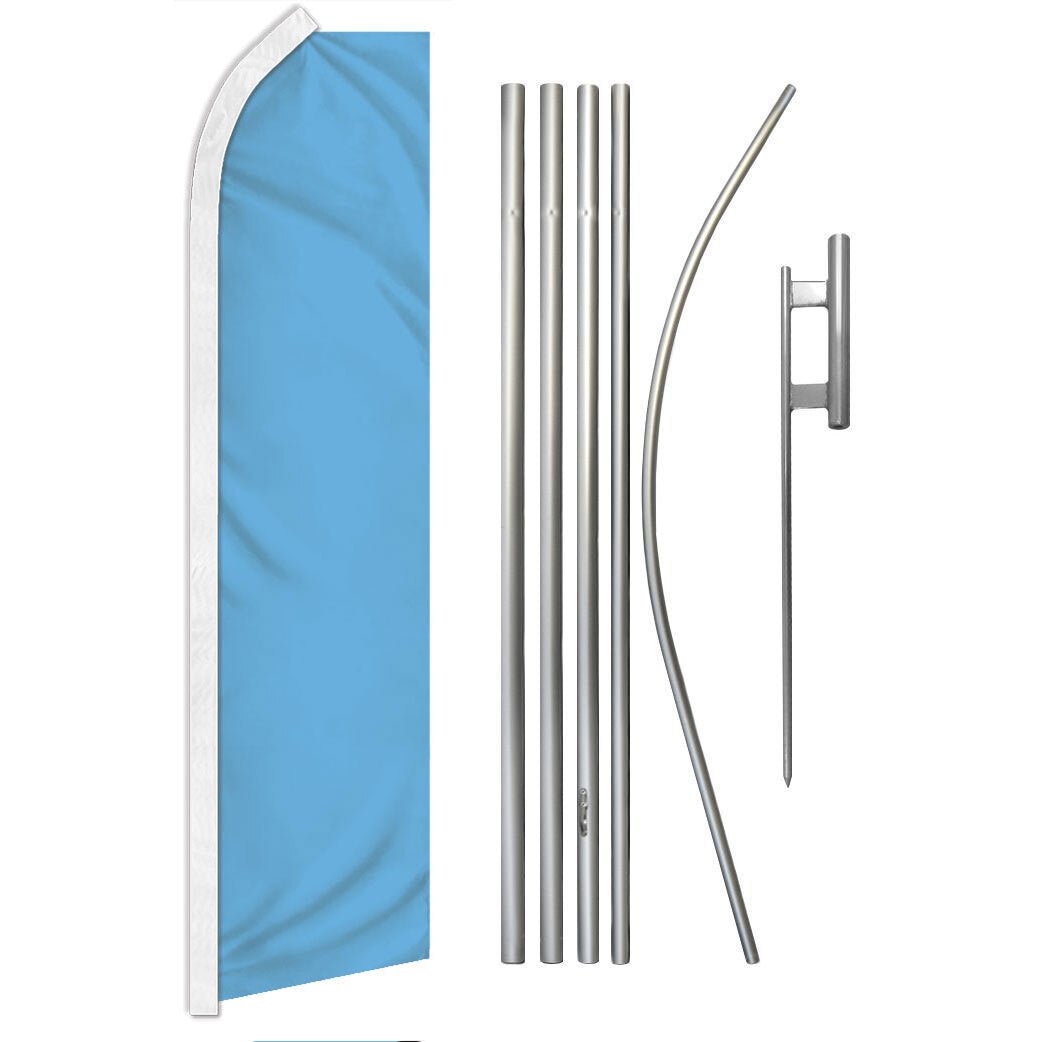 Light Blue Solid Color Super Flag & Pole Kit - Flags Importer