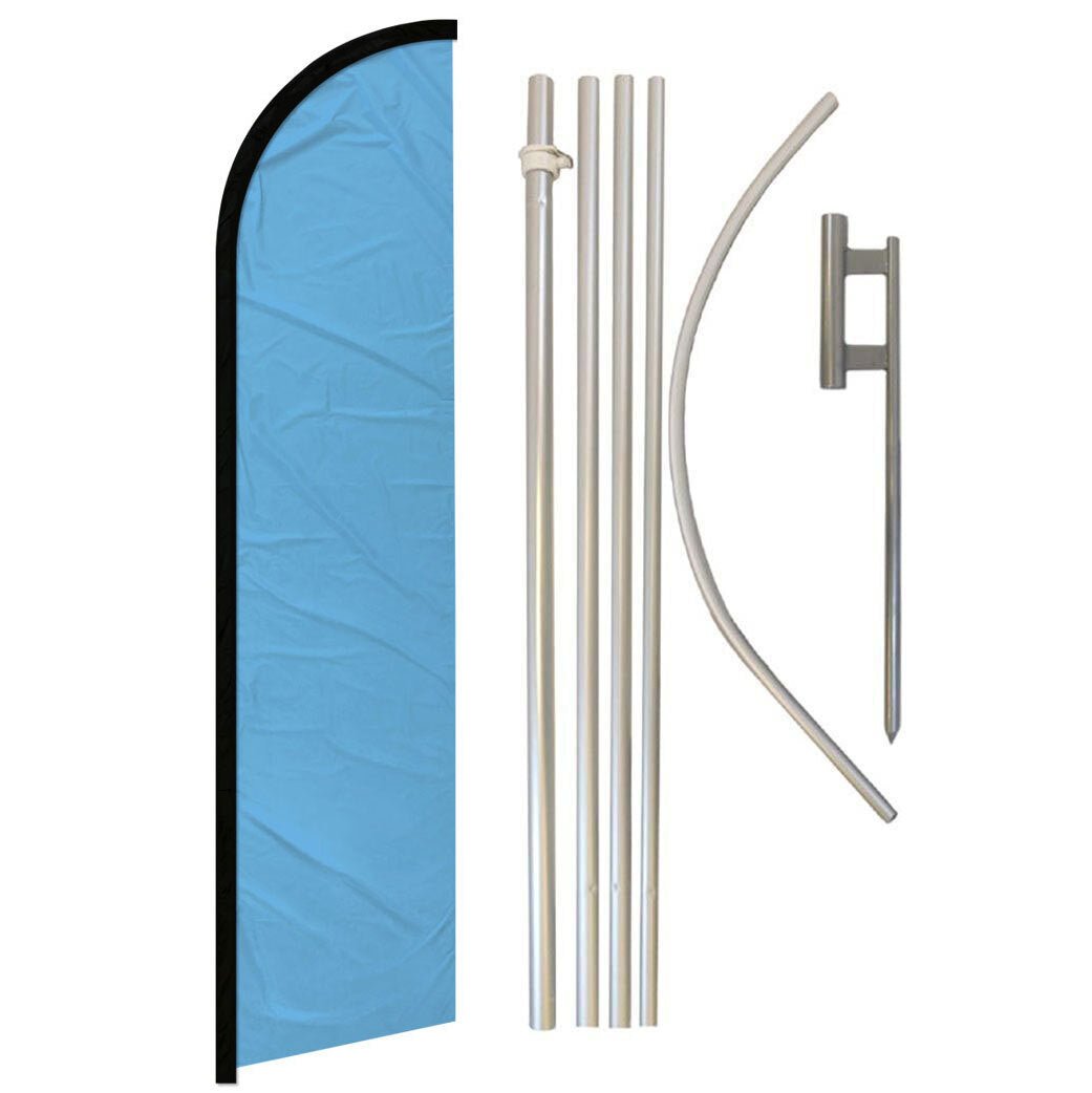 Light Blue Solid Color Windless Banner Flag & Pole Kit - Flags Importer