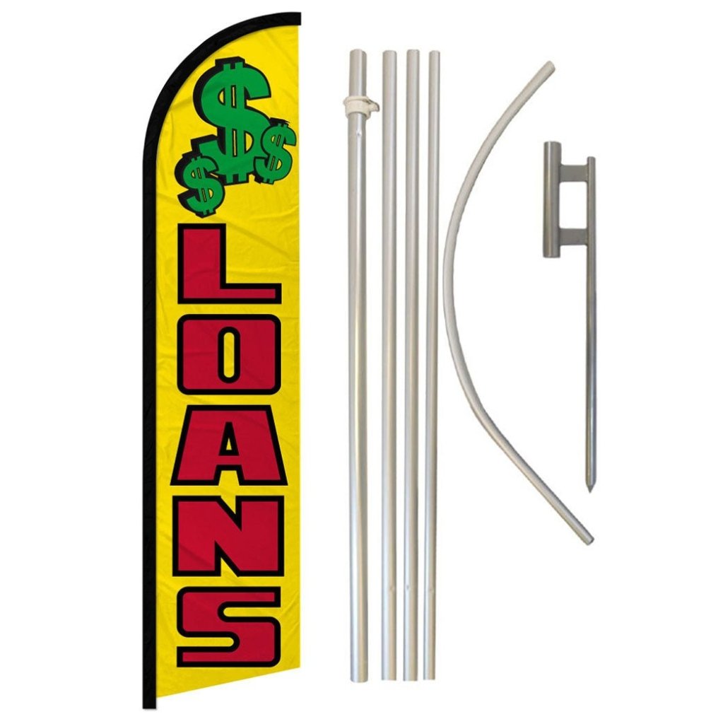 Loans Windless Banner Flag & Pole Kit - Flags Importer