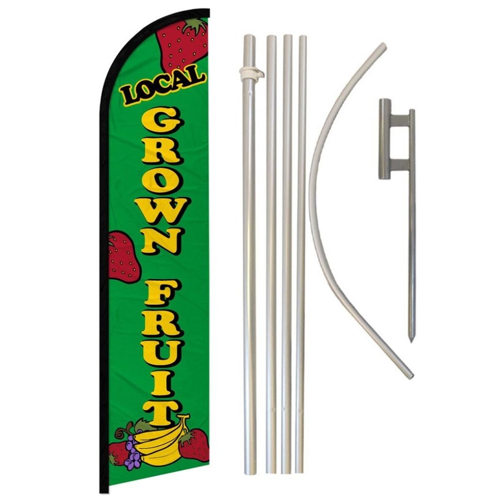 Local Grown Fruit Windless Banner Flag & Pole Kit - Flags Importer