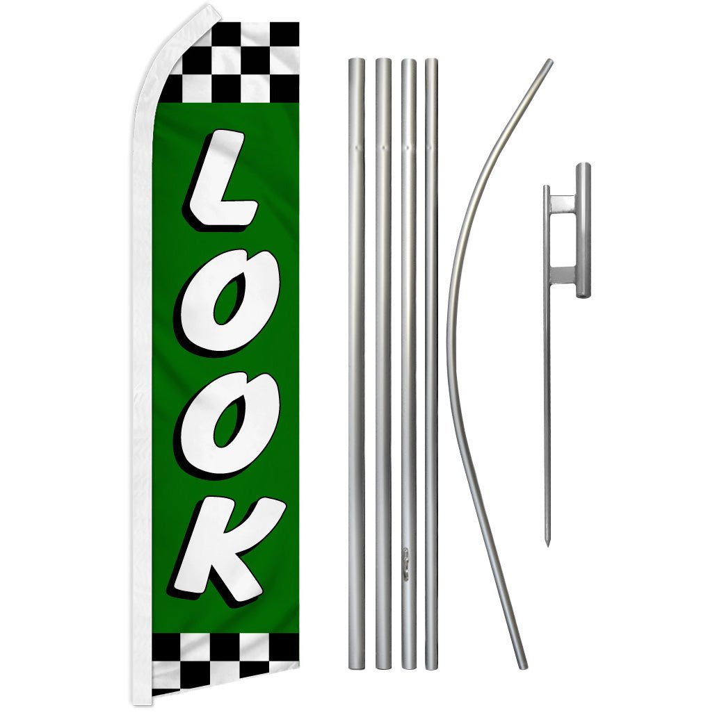 Look (Green Checkered) Super Flag & Pole Kit - Flags Importer