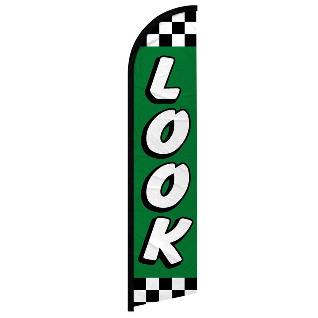 Look (Green Checkered) Windless Banner Flag - Flags Importer