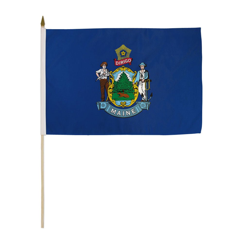 Maine 12x18in Stick Flag - Flags Importer