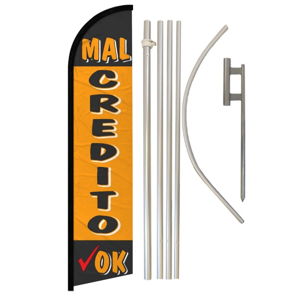 Mal Credito OK Windless Banner Flag & Pole Kit - Flags Importer